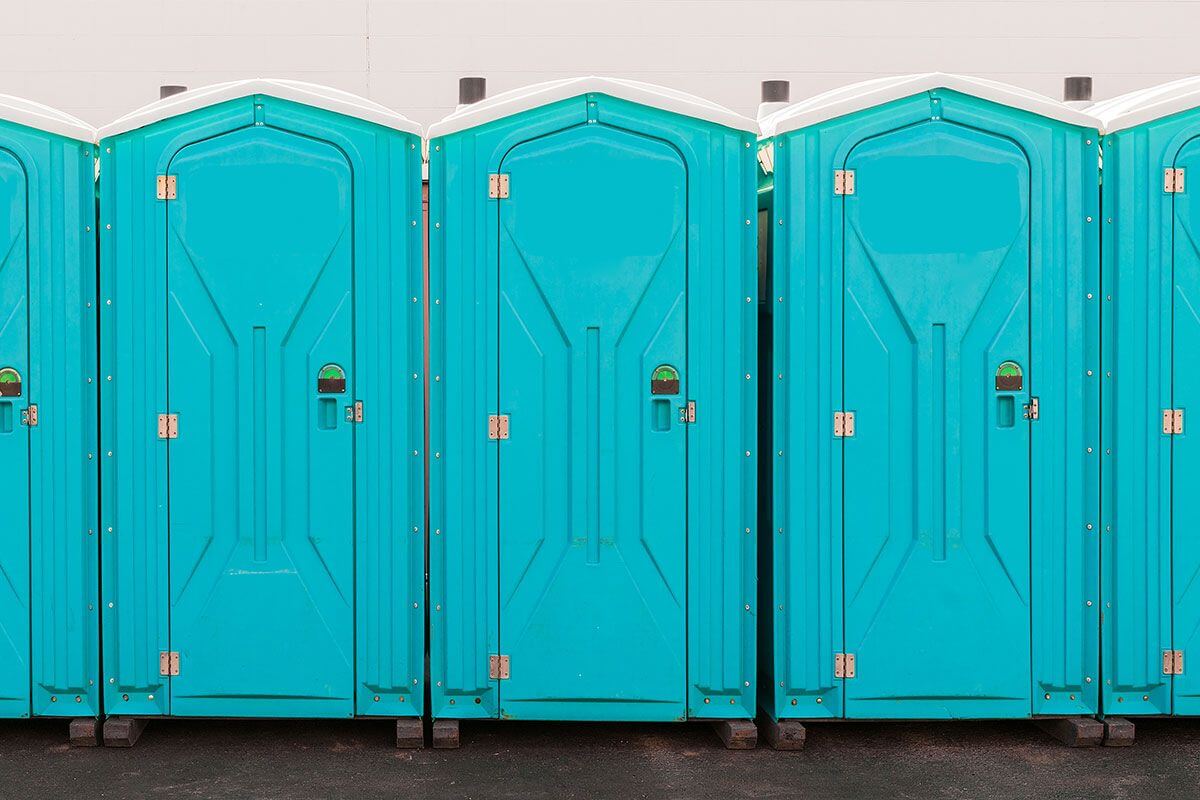 Industrial portable restroom units at a plant in Reno, Nevada